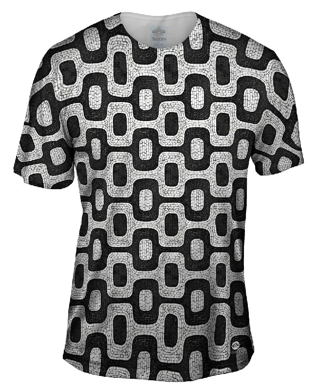 Men's button - front t - shirts with a unique artistic printBrazil Tiles Ipanema Beach Men's button - front t - shirts with a unique artistic printBrazil Tiles Ipanema Beach