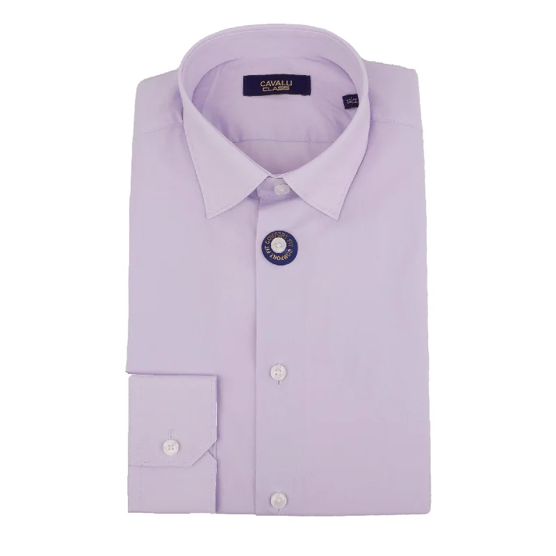 Men's mock - neck t - shirts with a modern and sleek styleCavalli Class Mens Lilac Dress Shirts Long Sleeve With Emb Men's mock - neck t - shirts with a modern and sleek styleCavalli Class Mens Lilac Dress Shirts Long Sleeve With Emb