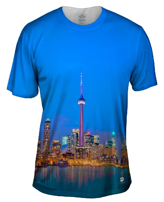 Men's tie - dye t - shirts with a bohemian styleCn Toronto Tower At Night