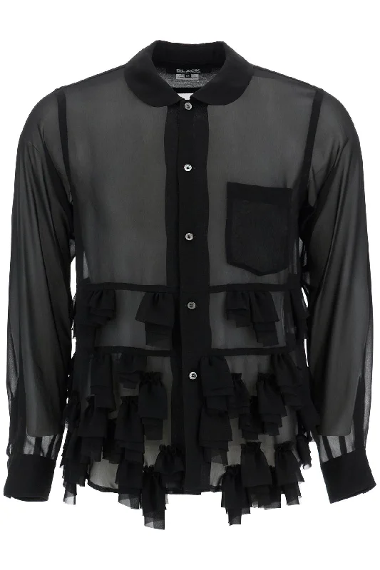 Men's tie - dye t - shirts with a bohemian styleComme Des Garcons Men's Georgette Blouse With Ruffles Men's tie - dye t - shirts with a bohemian styleComme Des Garcons Men's Georgette Blouse With Ruffles