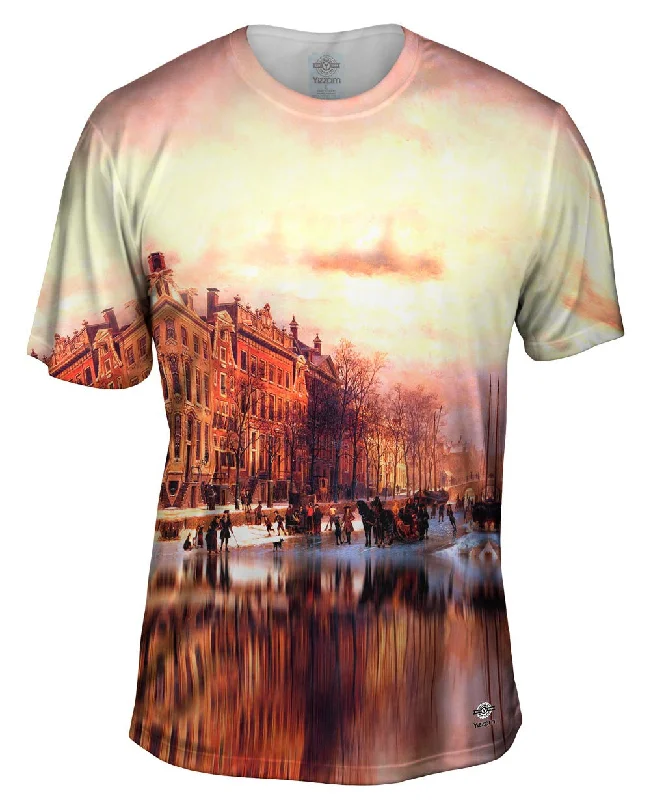 Men's long - sleeve henley t - shirts with button - down placketsCornelis Springer - "View On Heerengracht In Amsterdam" Men's long - sleeve henley t - shirts with button - down placketsCornelis Springer - "View On Heerengracht In Amsterdam"