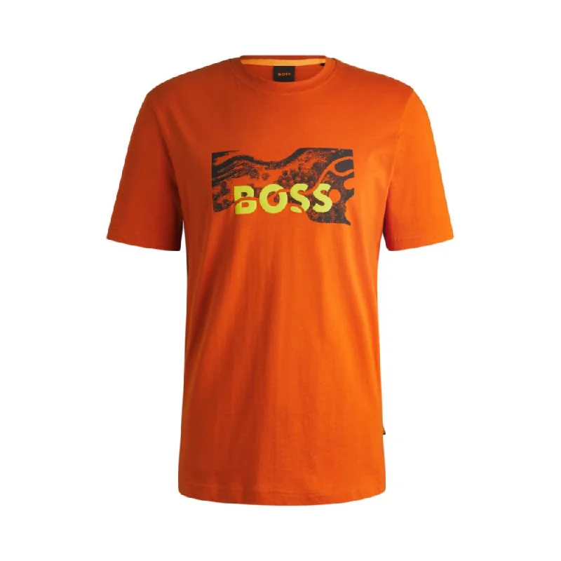 Men's distressed denim - look t - shirts with a rugged appealCotton-jersey regular-fit T-shirt with logo artwork Men's distressed denim - look t - shirts with a rugged appealCotton-jersey regular-fit T-shirt with logo artwork