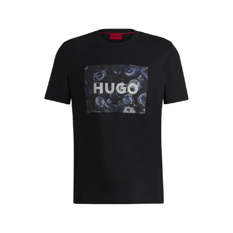 Men's button - front t - shirts with a unique artistic printCotton-jersey regular-fit T-shirt with seasonal artwork Men's button - front t - shirts with a unique artistic printCotton-jersey regular-fit T-shirt with seasonal artwork