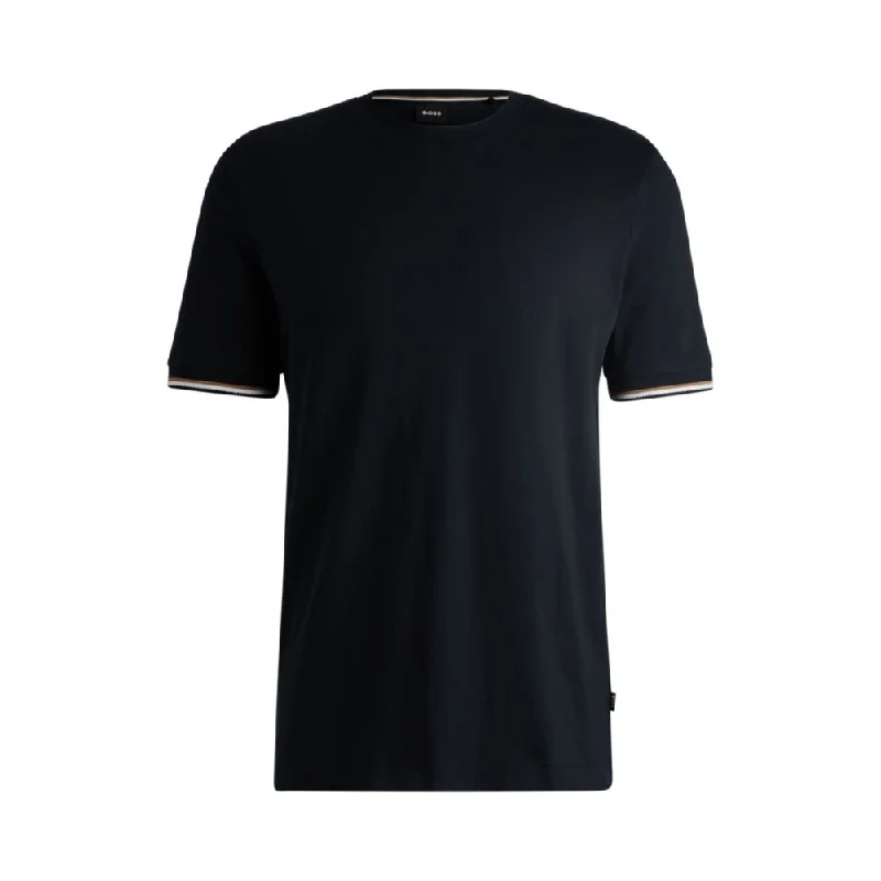 Men's thermal t - shirts with a high - neck design for cold weatherCotton-jersey T-shirt with signature-stripe cuffs Men's thermal t - shirts with a high - neck design for cold weatherCotton-jersey T-shirt with signature-stripe cuffs