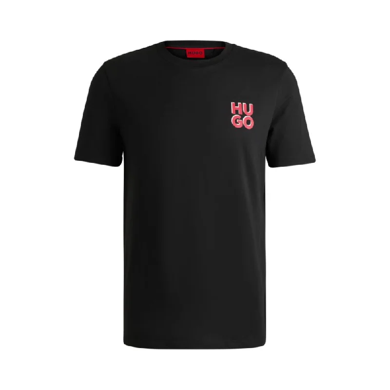 Men's long - sleeve henley t - shirts with button - down placketsCotton-jersey T-shirt with stacked logo print Men's long - sleeve henley t - shirts with button - down placketsCotton-jersey T-shirt with stacked logo print