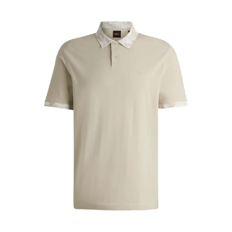 Men's thermal t - shirts with a high - neck design for cold weatherCotton-piqu polo shirt with camouflage-print trims Men's thermal t - shirts with a high - neck design for cold weatherCotton-piqu polo shirt with camouflage-print trims