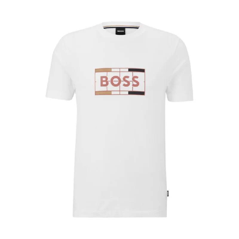 Men's polo t - shirts with a contrast collar for a preppy lookCotton slim-fit T-shirt with tennis-inspired logo print Men's polo t - shirts with a contrast collar for a preppy lookCotton slim-fit T-shirt with tennis-inspired logo print