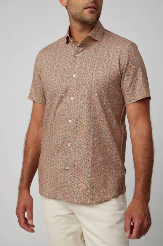 Men's long - sleeve henley t - shirts with button - down placketsDaisies Short Sleeve Shirt In Copper Men's long - sleeve henley t - shirts with button - down placketsDaisies Short Sleeve Shirt In Copper