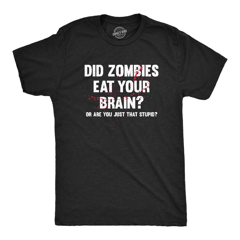 Men's polo t - shirts with a contrast collar for a preppy lookDid Zombies Eat Your Brain Or Are You Just That Stupid Men's T Shirt Men's polo t - shirts with a contrast collar for a preppy lookDid Zombies Eat Your Brain Or Are You Just That Stupid Men's T Shirt