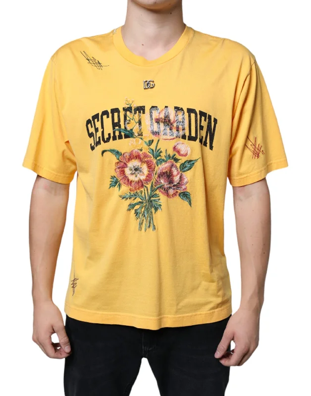 Men's antimicrobial t - shirts for odor - free freshness during travelDolce & Gabbana Secret Graden Floral Cotton Crew Neck Men's T-shirt Men's antimicrobial t - shirts for odor - free freshness during travelDolce & Gabbana Secret Graden Floral Cotton Crew Neck Men's T-shirt