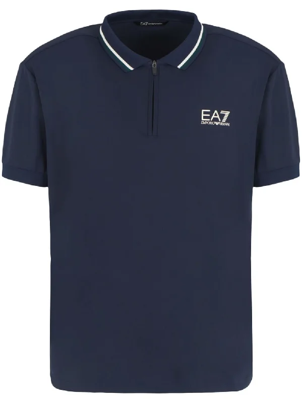 Men's short - sleeve linen t - shirts for summer beach outingsEa7 Men's T-Shirts And Polos blue Men's short - sleeve linen t - shirts for summer beach outingsEa7 Men's T-Shirts And Polos blue