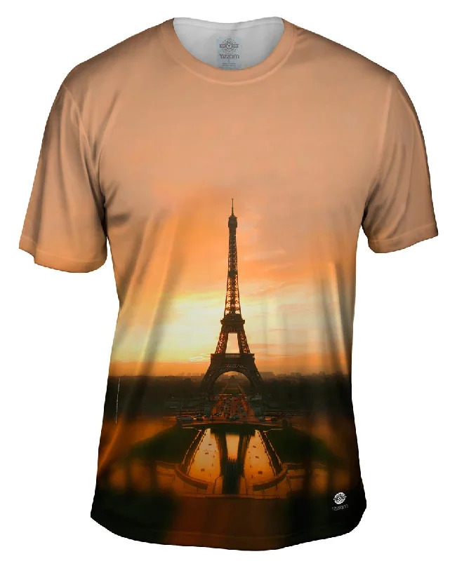Men's printed Hawaiian t - shirts for tropical vacationsEiffel Tower At Sunrise
