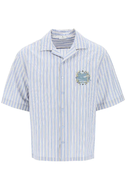 Men's button - front t - shirts with a unique artistic printEtro Men's Pegasus Striped Bowling Shirt Men's button - front t - shirts with a unique artistic printEtro Men's Pegasus Striped Bowling Shirt