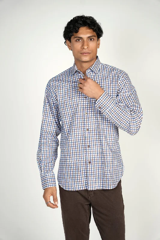 Men's long - sleeve henley t - shirts with button - down placketsEveryday Brown Navy Plaid Shirt (Big & Tall) Men's long - sleeve henley t - shirts with button - down placketsEveryday Brown Navy Plaid Shirt (Big & Tall)