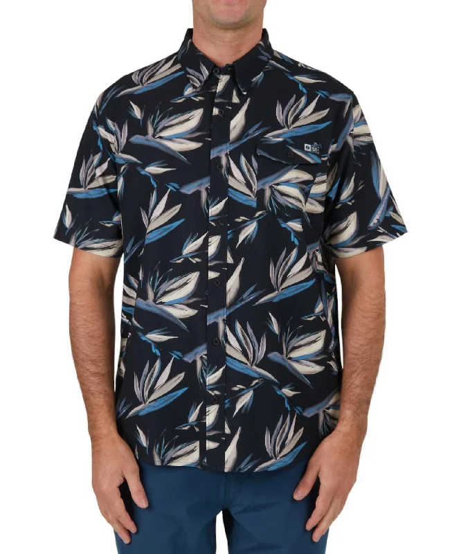 Men's slim - fit graphic t - shirts with vintage rock band printsFloral Flyer Tech Woven Shirt In Black Men's slim - fit graphic t - shirts with vintage rock band printsFloral Flyer Tech Woven Shirt In Black
