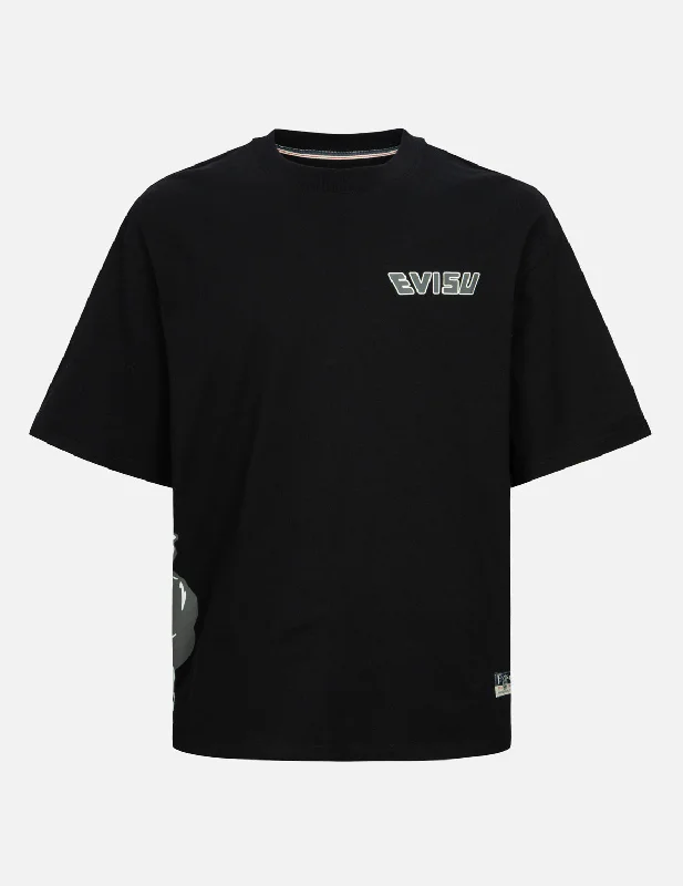Men's ribbed t - shirts with a textured finish for added styleGodhead Print and Seagull Embroidery Loose Fit T-shirt Men's ribbed t - shirts with a textured finish for added styleGodhead Print and Seagull Embroidery Loose Fit T-shirt