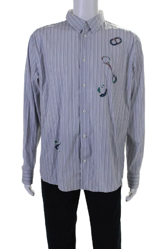 Men's short - sleeve linen t - shirts for summer beach outingsHermes Mens Striped Button Down Dress Shirt Gray White Cotton Men's short - sleeve linen t - shirts for summer beach outingsHermes Mens Striped Button Down Dress Shirt Gray White Cotton