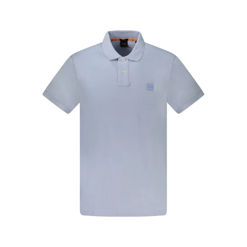 Men's thermal t - shirts with a high - neck design for cold weatherHugo Boss blue Cotton Polo Men's Shirt Men's thermal t - shirts with a high - neck design for cold weatherHugo Boss blue Cotton Polo Men's Shirt