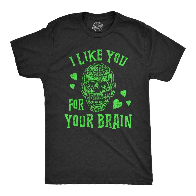 Men's slim - fit graphic t - shirts with vintage rock band printsI Like You For Your Brain Zombie Men's T Shirt Men's slim - fit graphic t - shirts with vintage rock band printsI Like You For Your Brain Zombie Men's T Shirt