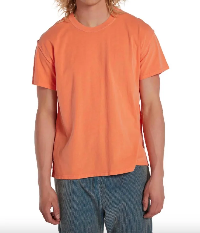 Men's ribbed t - shirts with a textured finish for added styleInside Out Tee In Washed Cantaloupe