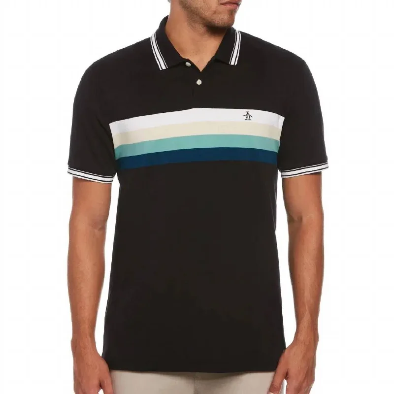 Men's v - neck muscle t - shirts for a body - building aestheticInterlock Chest Stripe Polo In True Black Men's v - neck muscle t - shirts for a body - building aestheticInterlock Chest Stripe Polo In True Black