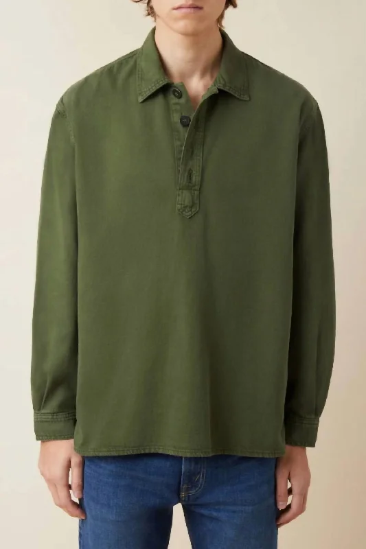 Men's organic cotton crew - neck t - shirts for everyday comfortLala Long Sleeve Shirt In Military Green Men's organic cotton crew - neck t - shirts for everyday comfortLala Long Sleeve Shirt In Military Green