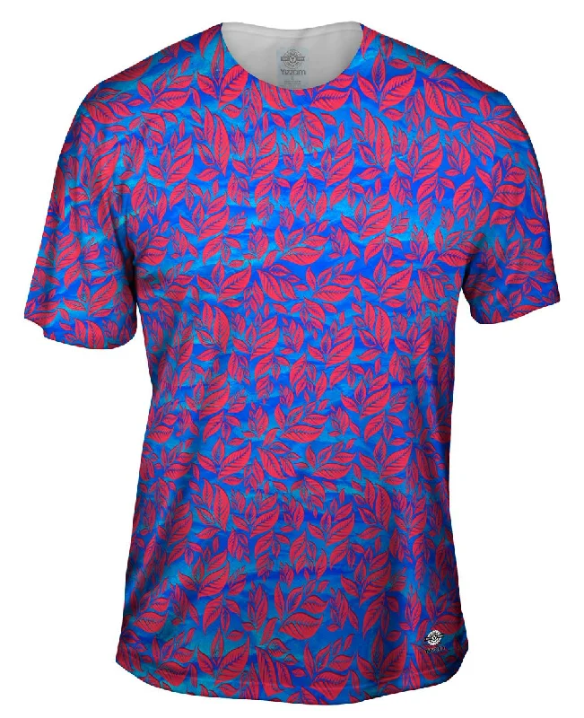 Men's eco - friendly recycled t - shirts for sustainable fashion choicesLeaf A Go Go Light Blue Pattern Men's eco - friendly recycled t - shirts for sustainable fashion choicesLeaf A Go Go Light Blue Pattern