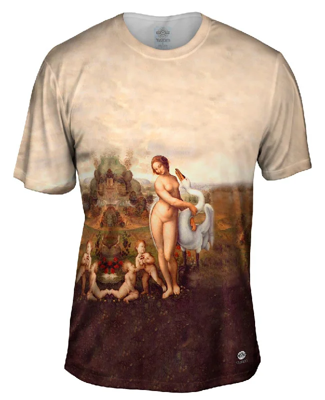 Men's ribbed t - shirts with a textured finish for added styleLeonardo Da Vinci - "Leda" (1510) Men's ribbed t - shirts with a textured finish for added styleLeonardo Da Vinci - "Leda" (1510)