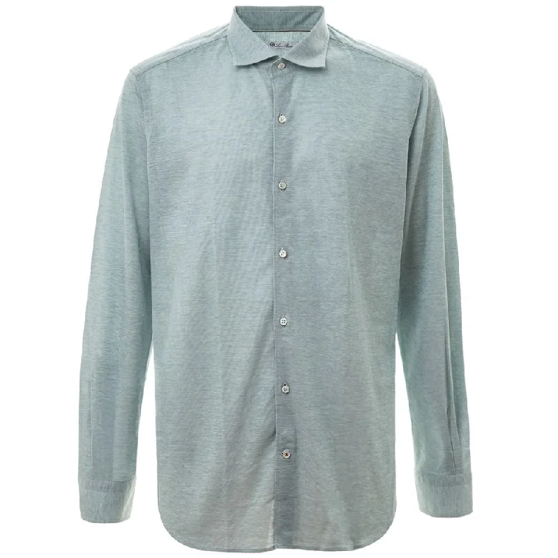 Men's distressed denim - look t - shirts with a rugged appealLoro Piana blue Cotton Men's Shirt Men's distressed denim - look t - shirts with a rugged appealLoro Piana blue Cotton Men's Shirt