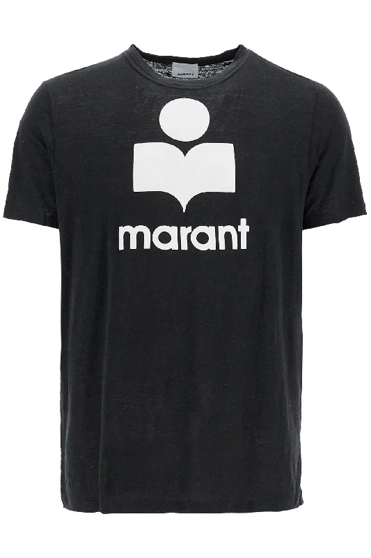 Men's short - sleeve linen t - shirts for summer beach outingsMarant Men's Karman Linen Logo T-Shirt Men's short - sleeve linen t - shirts for summer beach outingsMarant Men's Karman Linen Logo T-Shirt
