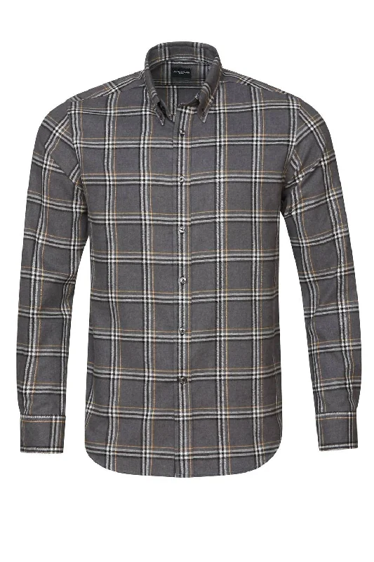 Men's moisture - wicking athletic t - shirts for intense workoutsMen Brushed Cotton Button Down Shirt In Charcoal Men's moisture - wicking athletic t - shirts for intense workoutsMen Brushed Cotton Button Down Shirt In Charcoal