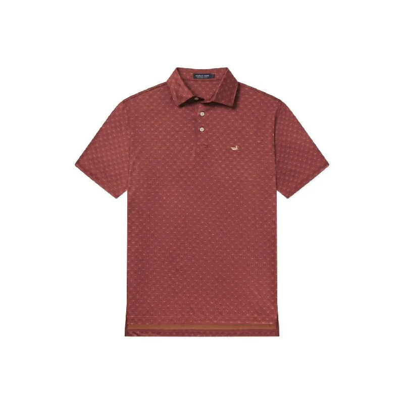 Men's long - sleeve henley t - shirts with button - down placketsMen's Flyline Performance Marsh Morning Polo In Burnt Red/tan Men's long - sleeve henley t - shirts with button - down placketsMen's Flyline Performance Marsh Morning Polo In Burnt Red/tan