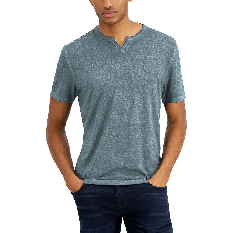 Men's mock - neck t - shirts with a modern and sleek styleMens Heathered Split Neck T-Shirt Men's mock - neck t - shirts with a modern and sleek styleMens Heathered Split Neck T-Shirt