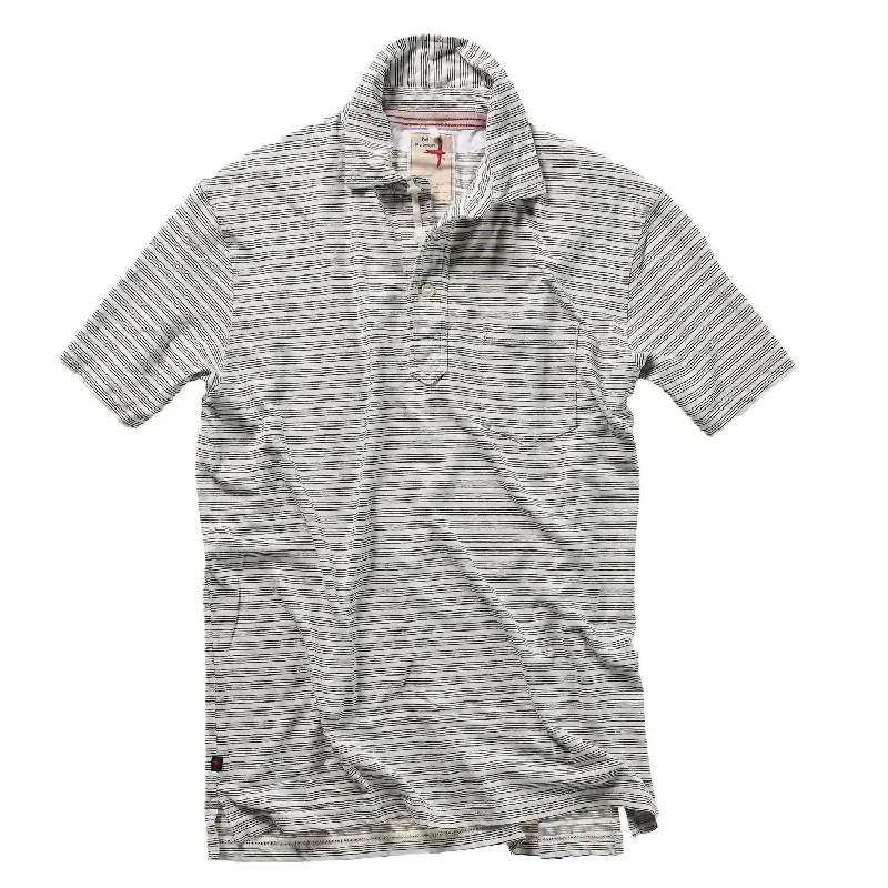 Men's mock - neck t - shirts with a modern and sleek styleMen's Hemp Stripe Polo In White/blue Stripe Men's mock - neck t - shirts with a modern and sleek styleMen's Hemp Stripe Polo In White/blue Stripe