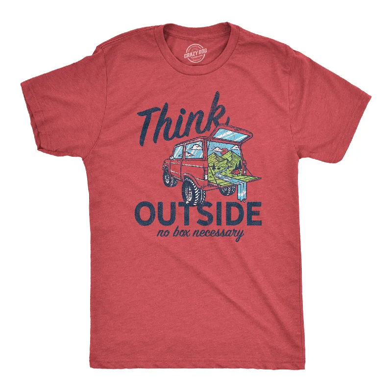 Men's lightweight performance t - shirts for running marathonsMens Think Outside No Box Necessary Funny Camping Vintage Car Trunk T shirt Men's lightweight performance t - shirts for running marathonsMens Think Outside No Box Necessary Funny Camping Vintage Car Trunk T shirt
