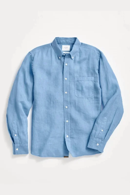 Men's organic cotton crew - neck t - shirts for everyday comfortMen's Tuscumbia Linen Shirt Button Down In French Blue Men's organic cotton crew - neck t - shirts for everyday comfortMen's Tuscumbia Linen Shirt Button Down In French Blue