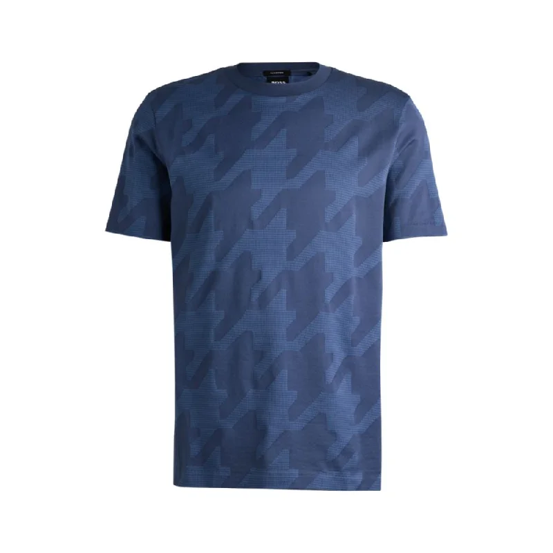 Men's distressed denim - look t - shirts with a rugged appealMercerized-cotton T-shirt with houndstooth jacquard Men's distressed denim - look t - shirts with a rugged appealMercerized-cotton T-shirt with houndstooth jacquard