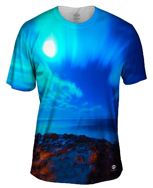 Men's button - front t - shirts with a unique artistic printMoonlight Shadows