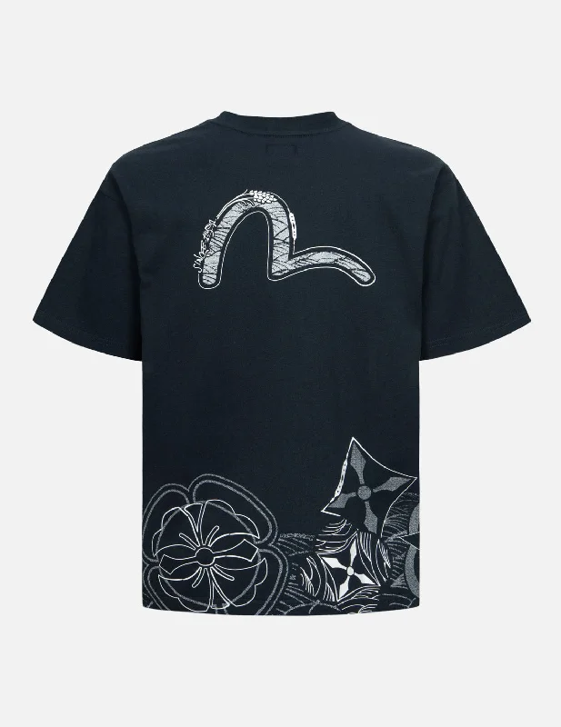 Men's lightweight performance t - shirts for running marathonsMulti Kamon Print Relax Fit T-shirt Men's lightweight performance t - shirts for running marathonsMulti Kamon Print Relax Fit T-shirt