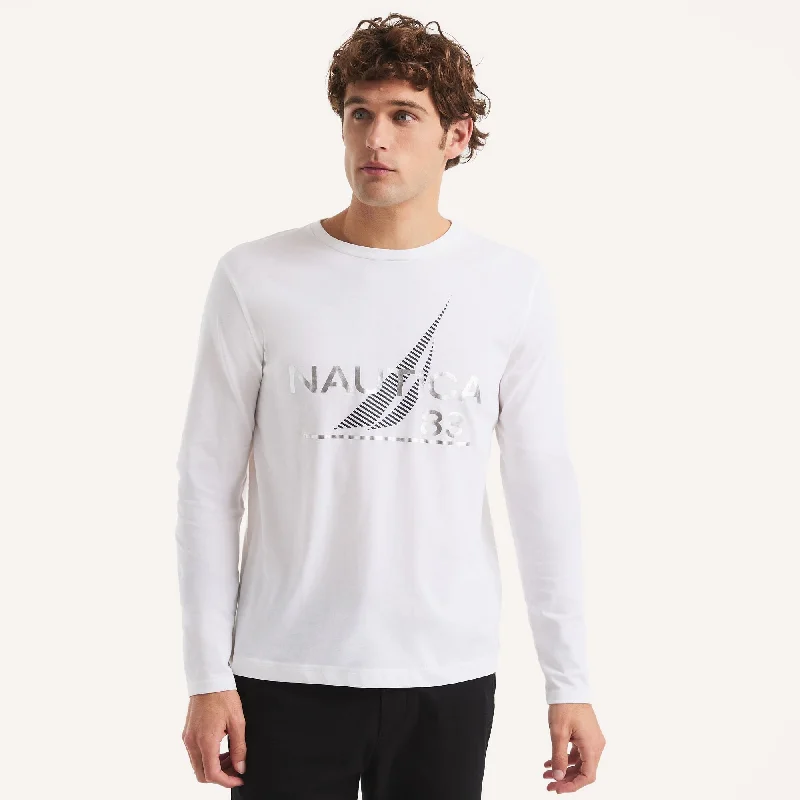 Men's UV - protection t - shirts for outdoor activities in the sunNautica Mens Foil Graphic Long-Sleeve T-Shirt Men's UV - protection t - shirts for outdoor activities in the sunNautica Mens Foil Graphic Long-Sleeve T-Shirt