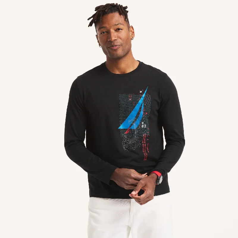 Men's slim - fit graphic t - shirts with vintage rock band printsNautica Mens Graphic Long-Sleeve T-Shirt Men's slim - fit graphic t - shirts with vintage rock band printsNautica Mens Graphic Long-Sleeve T-Shirt