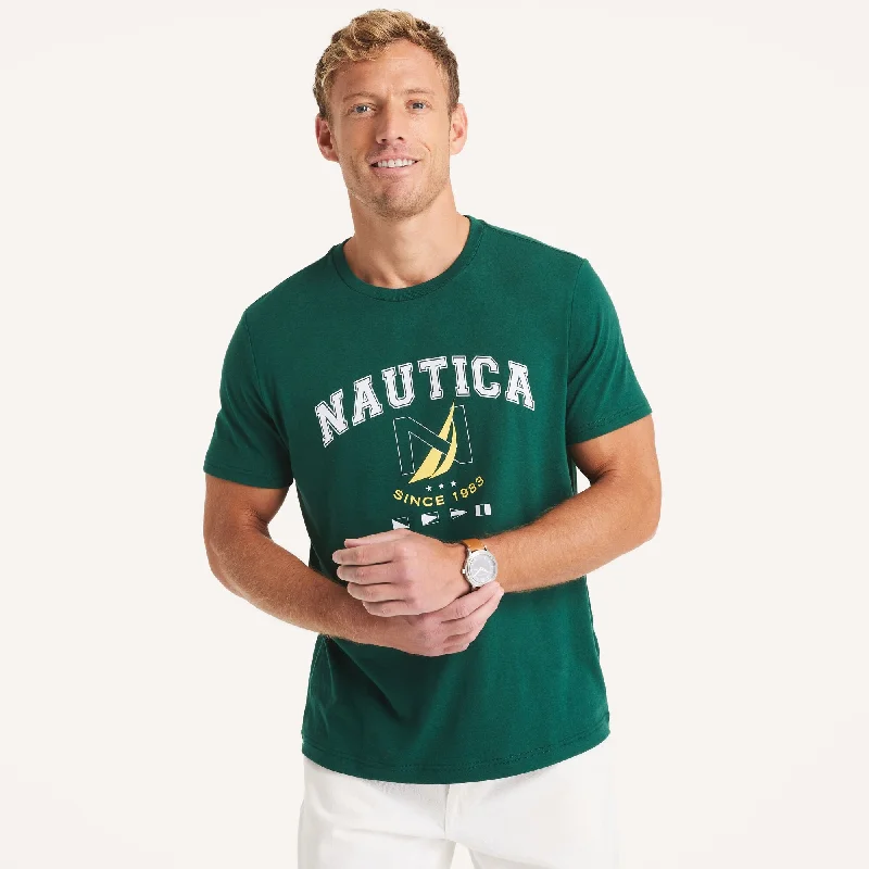 Men's printed Hawaiian t - shirts for tropical vacationsNautica Mens Logo Graphic T-Shirt Men's printed Hawaiian t - shirts for tropical vacationsNautica Mens Logo Graphic T-Shirt