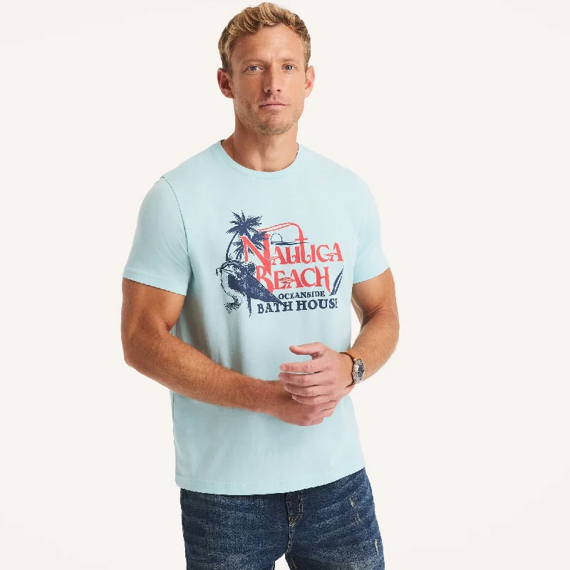 Men's long - sleeve henley t - shirts with button - down placketsNautica Mens Mussel Beach Graphic T-Shirt Men's long - sleeve henley t - shirts with button - down placketsNautica Mens Mussel Beach Graphic T-Shirt