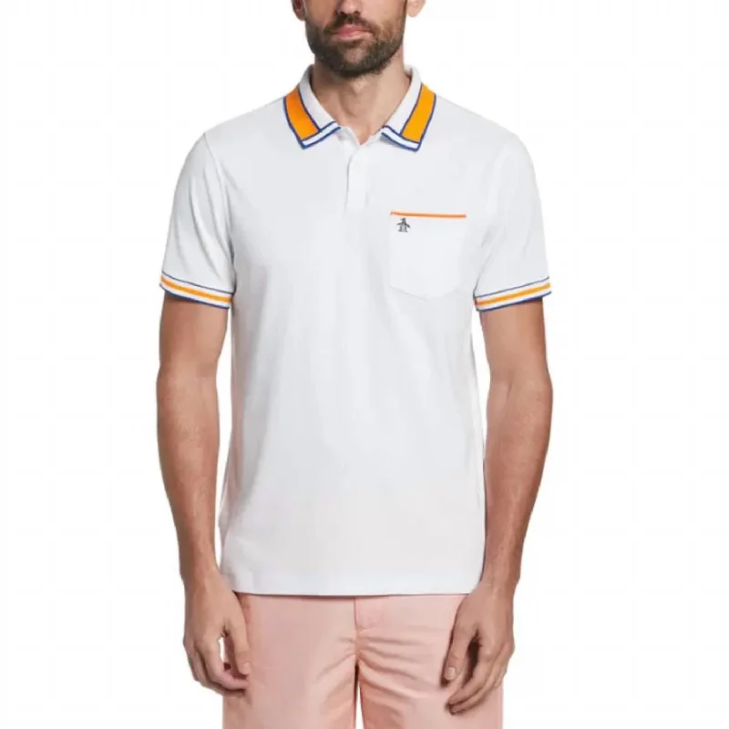Men's smart - casual checkered t - shirts for semi - formal occasionsOrganic Stripe Cotton Polo Shirt In Bright White Men's smart - casual checkered t - shirts for semi - formal occasionsOrganic Stripe Cotton Polo Shirt In Bright White