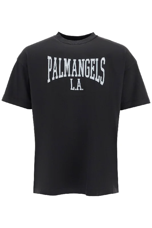 Men's distressed denim - look t - shirts with a rugged appealPalm Angels Men's College Print T-Shirt Men's distressed denim - look t - shirts with a rugged appealPalm Angels Men's College Print T-Shirt