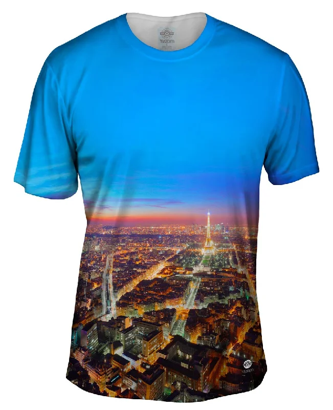 Men's lightweight performance t - shirts for running marathonsParis Night Glowing