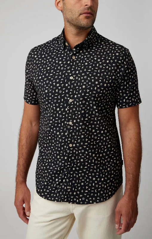Men's plus - size pocket t - shirts with a classic lookPrinted Boho Symbols Woven Shirt In Black