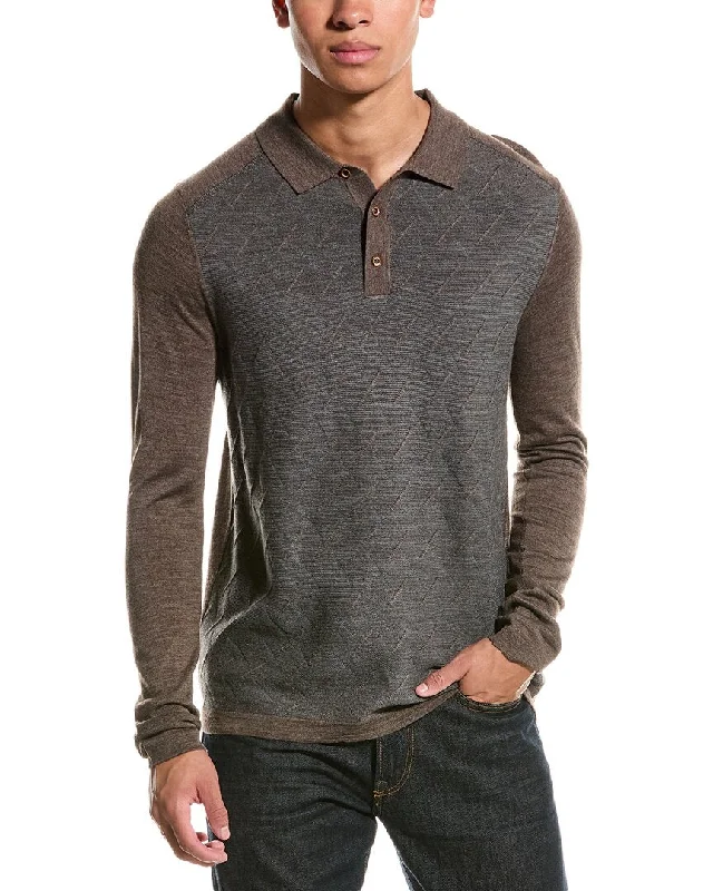 Men's mock - neck t - shirts with a modern and sleek styleRaffi Jacquard Wool-Blend Polo Sweater Men's mock - neck t - shirts with a modern and sleek styleRaffi Jacquard Wool-Blend Polo Sweater