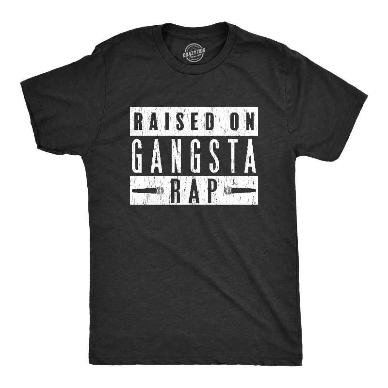 Men's short - sleeve linen t - shirts for summer beach outingsRaised On Gangsta Rap Men's T Shirt Men's short - sleeve linen t - shirts for summer beach outingsRaised On Gangsta Rap Men's T Shirt