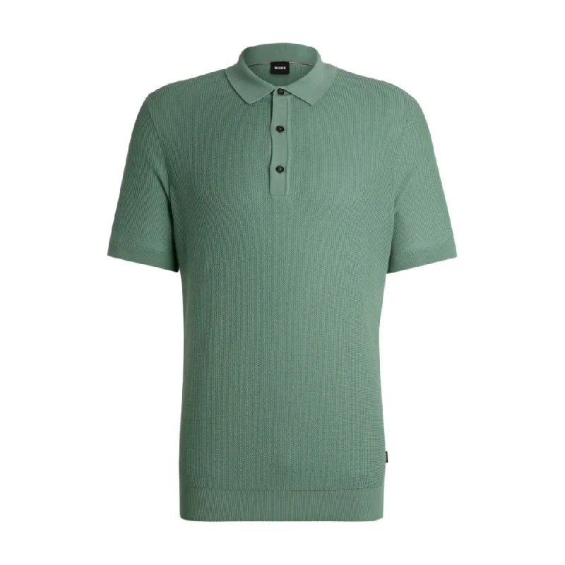 Men's printed Hawaiian t - shirts for tropical vacationsRegular-fit knit polo with mixed structures